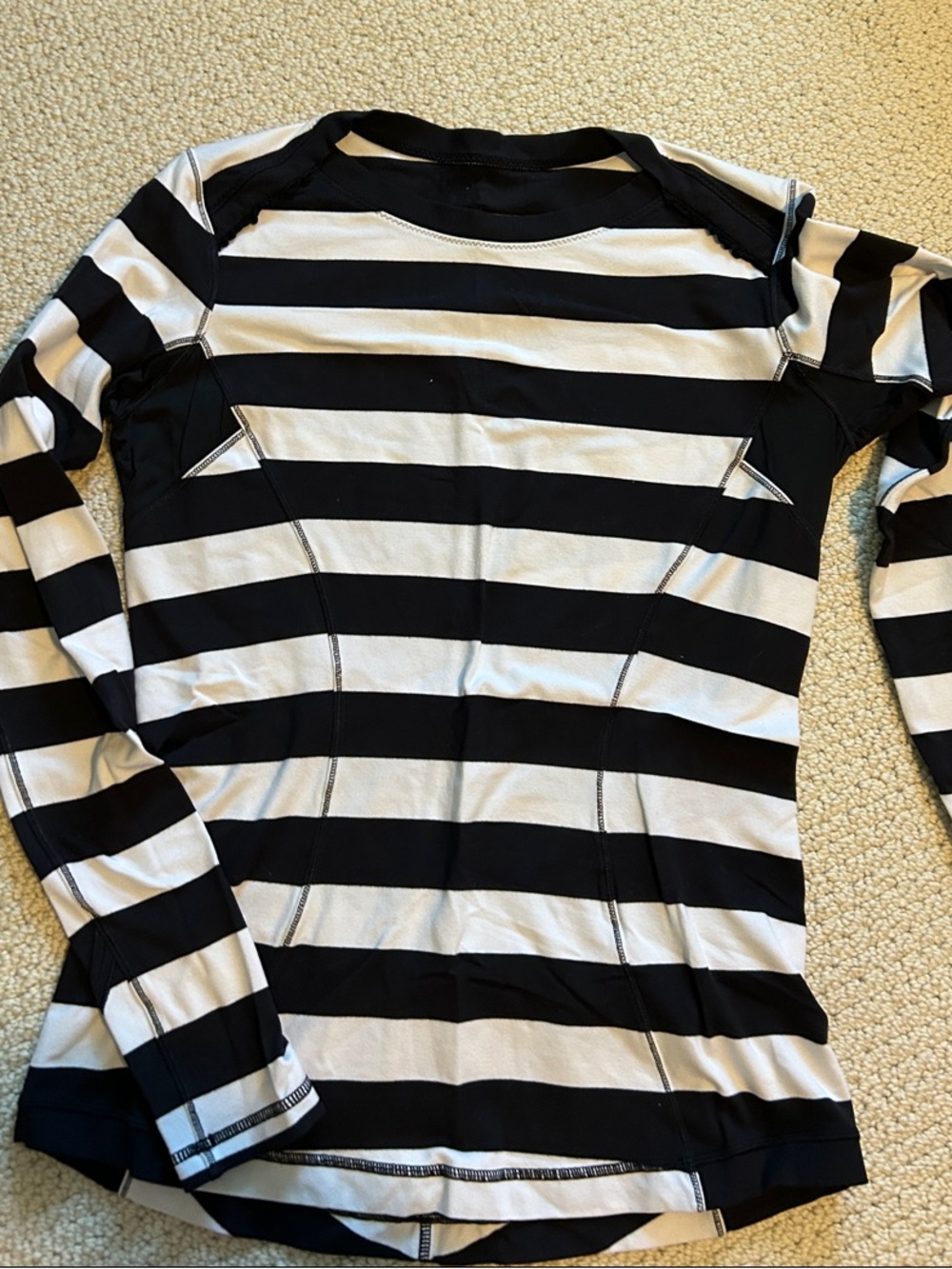 lululemon athletica Black and White Striped Long Sleeve Top
